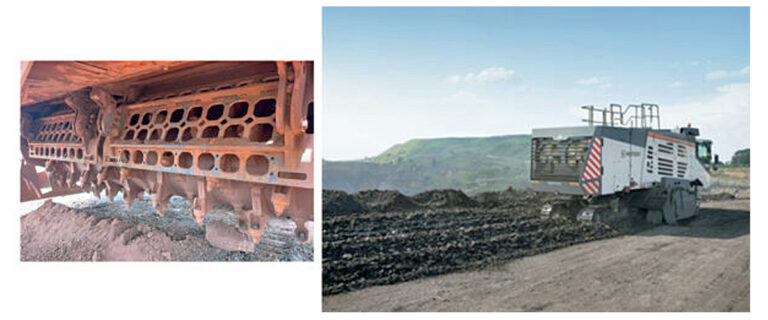 Wirtgen offre un système puissant pour la gestion de la taille du matériau pour le Surface Miner 220 SM(i) 3.8 avec le Vario Impact Sizer